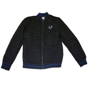 Girls TRUE RELIGION Puffer Coat Blue And Black Size M